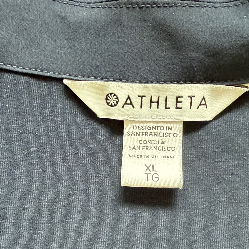 Athleta XL Navy V-Neck Short Sleeve Blouse - Picture 2 of 4